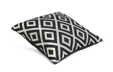 One stylish cushion with pattern isolated on white