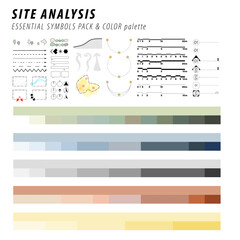 Fototapeta na wymiar landscape architecture site analysis symbol icon element drawing graphic flat isolated vector. urban design element drawing 