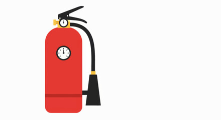 Obraz premium Red fire extinguisher with pressure gauge displayed against a white background
