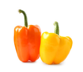 Ripe colorful bell peppers isolated on white