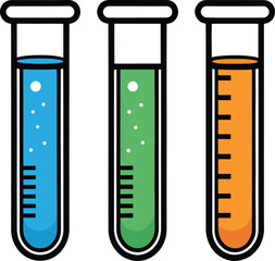Colorful Test Tube Illustration  Blue, Green, Orange Design