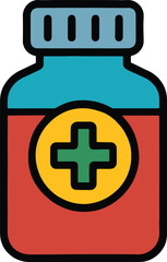 Medical Bottle Icon  Bold Four-Color Style