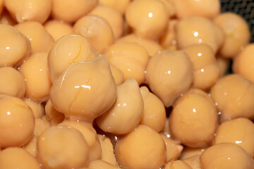 Boiled wet chickpeas ready as an ingredient for cooking