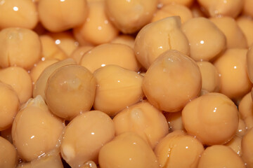 Boiled wet chickpeas ready as an ingredient for cooking
