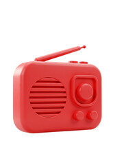 Isolated 3D Illustration of Red Radio Receiver Broadcasting Entertainment
