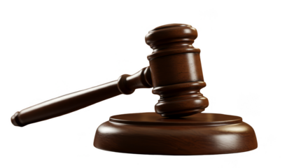 Isolated 3D Illustration of Wooden Gavel on Transparent Background