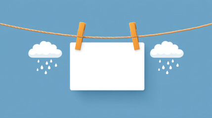 Rainy cloud scene with hanging note for apology message