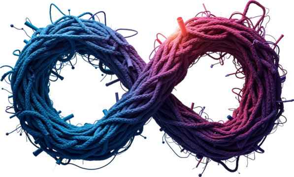 DevOps Infinity Loop Visualization Isolated on Transparent Background for Technology and Software Development Use