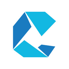 C minimalist color typography letter logo