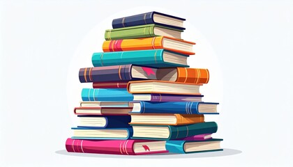 Colorful Stacked Books Illustration