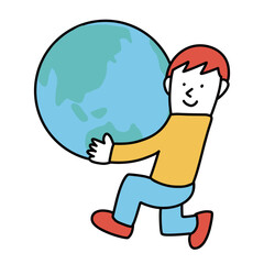 地球を大切にする男性のイラスト