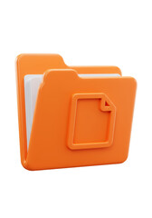 Orange Folder File 3d Illustration with Transparent Background