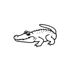 Minimalist Alligator Logo, Line Art, Vector Style