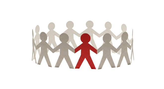 Paper Chain People Unite in Friendship Illustration on Transparent Background