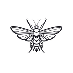 Flat Design Locust Logo With Spread Wings