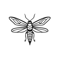 Minimalist Locust Logo, Line Art, Flat Vector Style