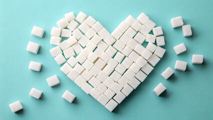 Heart of Sweetness: A delightful array of sugar cubes meticulously arranged into a heart shape, evoking feelings of love, sweetness, and indulgence.