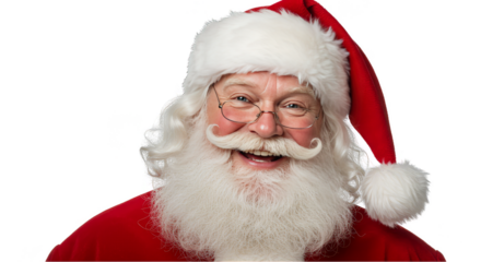 Photo Of Smiling Santa Claus With White Beard And Red Hat On Transparent