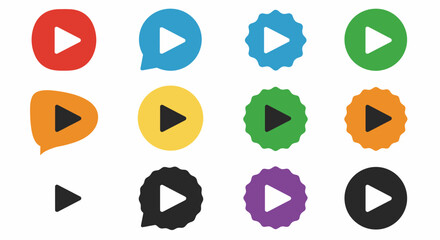 vector illustration of a set of colorful PLAY buttons