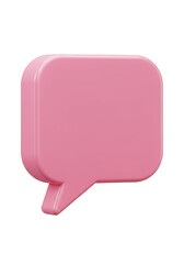 Fototapeta premium Pink Chat Bubble 3d Rendering Glossy Speech Icon on Transparent Background