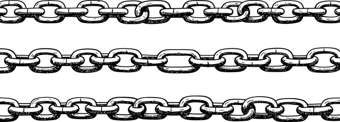Fototapeta premium Detailed hand drawn chain links pattern for design and decoration. Vector illustration