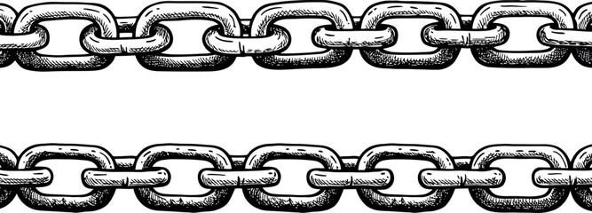Hand-drawn chain pattern design for decorative borders. Vector illustration