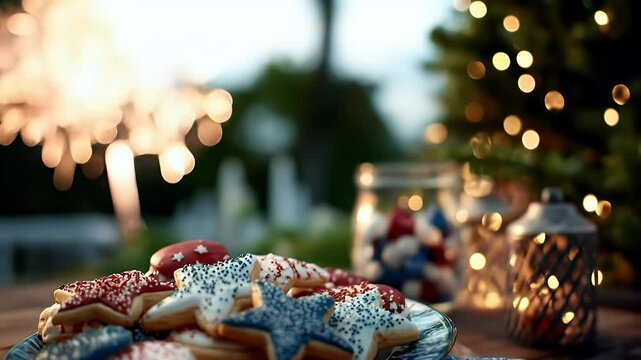 Patriotic star shaped cookies festive summer dessert celebration