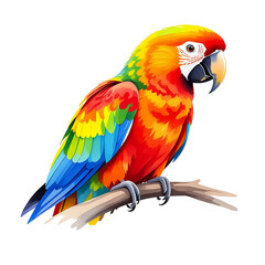 Fototapeta premium Vibrant Macaw Perched on a Branch , PNG , isolated on transparent background