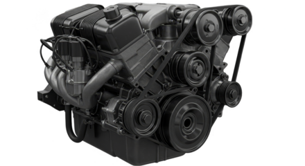 Isolated Automotive Engine Powering Vehicle With Transparent Background