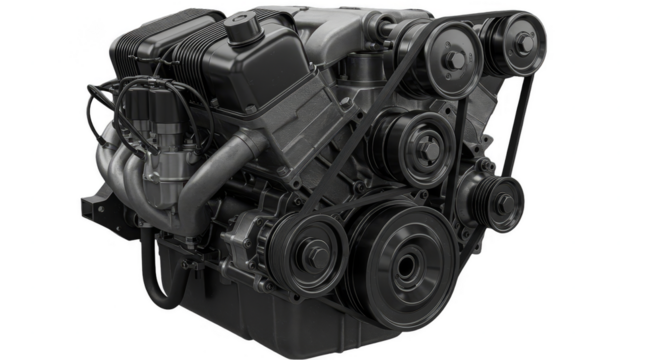 Isolated Automotive Engine Powering Vehicle With Transparent Background