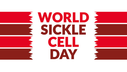 World Sickle Cell Day text with side lines on a White background. Which is observed every year in June to celebrate World Sickle Cell Day.