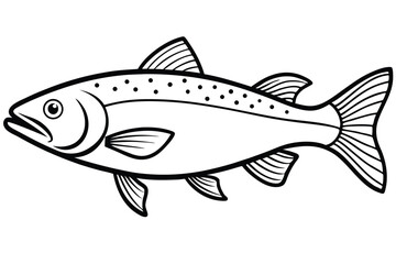 Fototapeta premium Isolated Black and White Line Art Illustration of a Fish With Spots and Fins