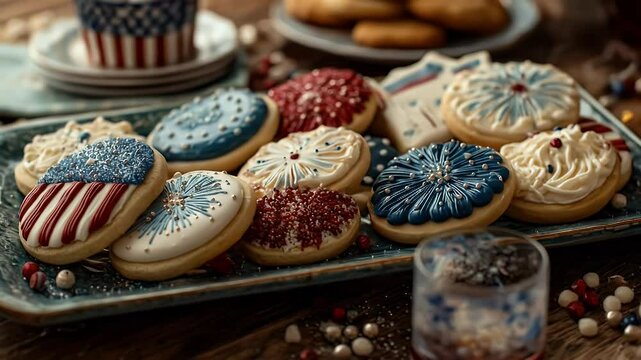 Patriotic sugar cookies red white and blue festive dessert treats