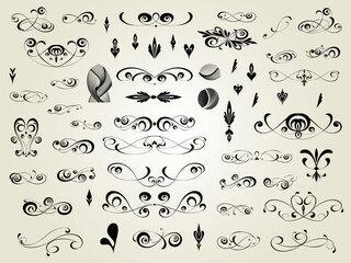 6467 .eps Set of  decorative elements for design isolated, editable. From the largest and best collection of decorative elements .