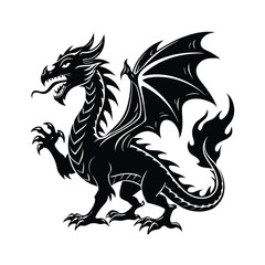 Naklejka premium Dragon Silhouette with Fierce Expression