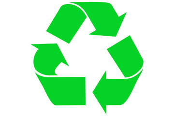 green recycle symbol on transparent background