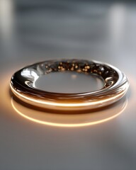 A sleek futuristic wireless charging pad glowing softly on a clean white surface. Minimalist, bright, and high-tech&mdash;ideal for product, lifestyle, or innovation-related content