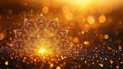 golden christmas background Luxury Mandala Background Design: A luxurious ornamental mandala design revealed by a golden sunrise