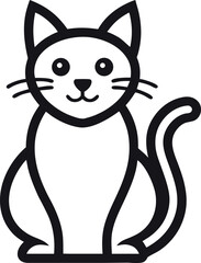 Stylized Vector Illustration of a Cat with Bold Outlines and Simple Shapes