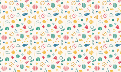 Modern Pastel Geometric Shapes Seamless Background

