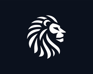 Clean White Lion Face Logo Design