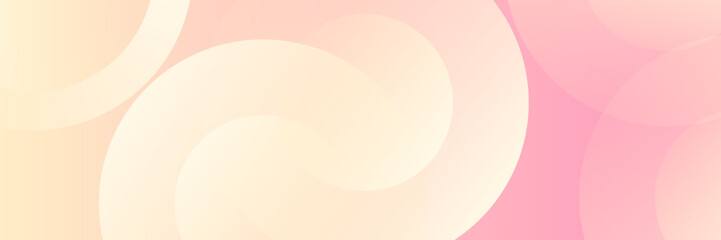 Minimalist banner background, pastel colorful, pink and yellow gradations. Circle effect style geometric, abstract background. Eps 10.