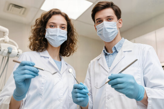 dentists examining teeth patients perspective close up view concept dos dentistas examinando los dientes perspectiva de los pacientes vista de cerca concepto diş&ccedil;i doktor diş doktoru hekimi