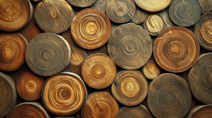 Wooden Logs Circle Wall