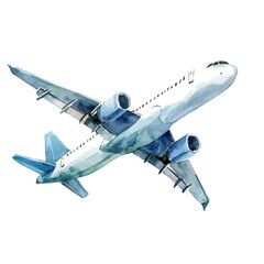 My Watercolor illustration, blue airplane painting illustration isolated on a white background, illustration, AI painting design, vector illustration set, eps format © Zizak