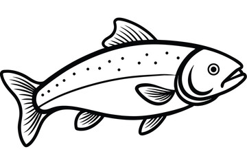 Simple Black Outline Illustration of a Fish with Spots and Detailed Fins