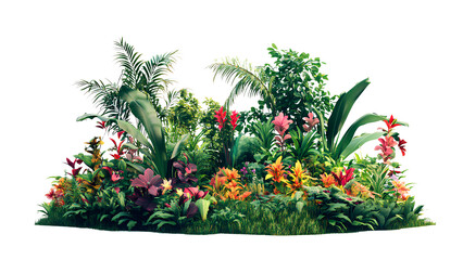 Fototapeta premium Lush Tropical & Flowering Garden Landscape with Mixed Shrub Borders