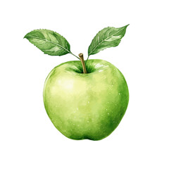 My Watercolor illustration, green apple painting illustration isolated on a white background, illustration, AI painting design, vector illustration set, eps format