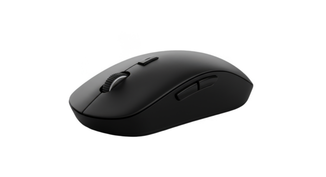Isolated Black Wireless Computer Mouse on Transparent Background PNG