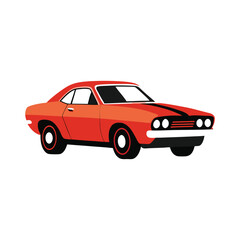Fototapeta premium Vector art of Orange classic muscle car isolated on white background illustration
